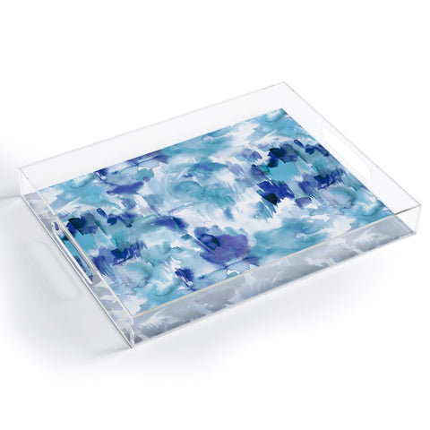 Ninola Design Artsy Painterly Texture Blue Acrylic Tray