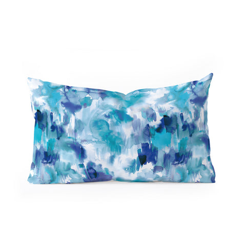Ninola Design Artsy Painterly Texture Blue Oblong Throw Pillow