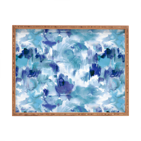 Ninola Design Artsy Painterly Texture Blue Rectangular Tray