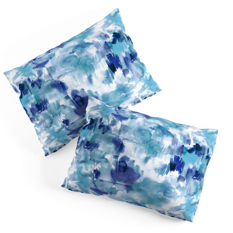 Ninola Design Artsy Painterly Texture Blue Pillow Shams