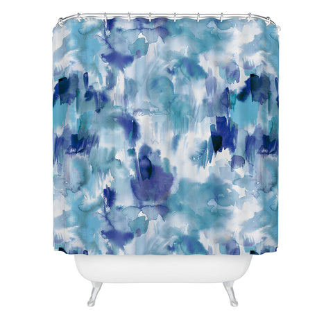 Ninola Design Artsy Painterly Texture Blue Shower Curtain