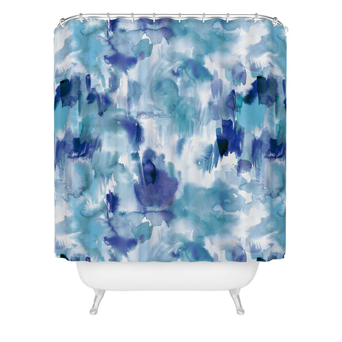 Ninola Design Artsy Painterly Texture Blue Shower Curtain