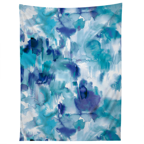 Ninola Design Artsy Painterly Texture Blue Tapestry