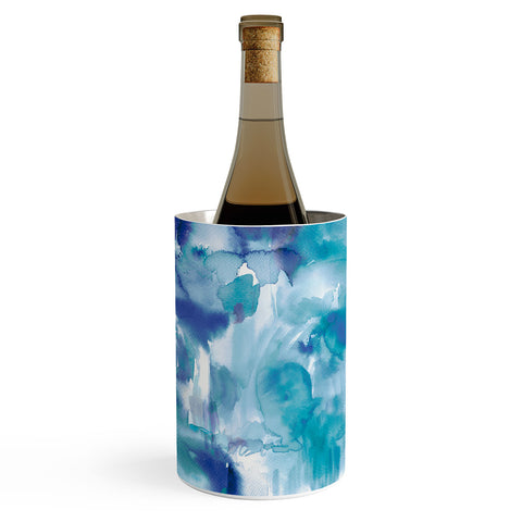 Ninola Design Artsy Painterly Texture Blue Wine Chiller