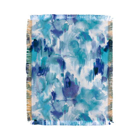 Ninola Design Artsy Painterly Texture Blue Throw Blanket