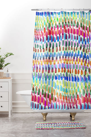 Ninola Design Artsy Strokes Stripes Color Shower Curtain And Mat