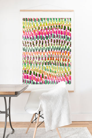 Ninola Design Artsy Strokes Stripes Pink Art Print And Hanger