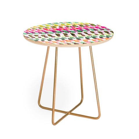 Ninola Design Artsy Strokes Stripes Pink Round Side Table
