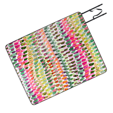 Ninola Design Artsy Strokes Stripes Pink Picnic Blanket