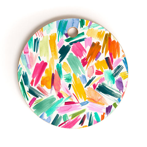 Ninola Design Artsy Strokes Tropical Pink Cutting Board Round