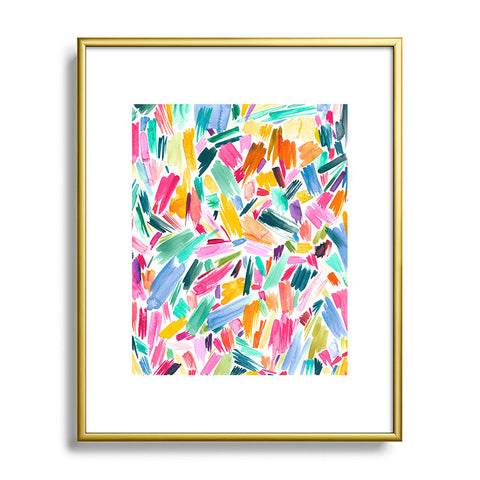 Ninola Design Artsy Strokes Tropical Pink Metal Framed Art Print