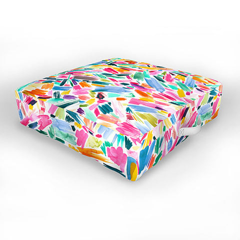 Ninola Design Artsy Strokes Tropical Pink Outdoor Floor Cushion