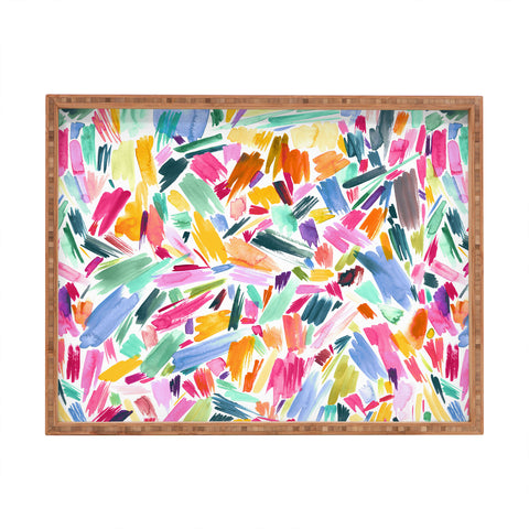 Ninola Design Artsy Strokes Tropical Pink Rectangular Tray