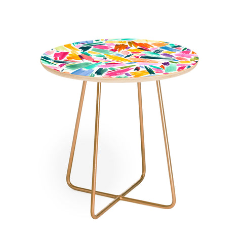 Ninola Design Artsy Strokes Tropical Pink Round Side Table