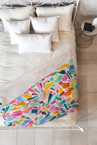 Ninola Design Artsy Strokes Tropical Pink Fleece Throw Blanket