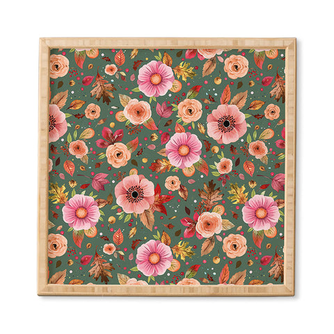 Ninola Design Autumn Bunches Green Myrtle Framed Wall Art