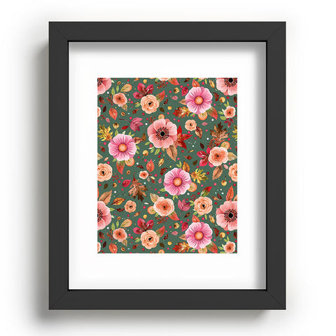 Ninola Design Autumn Bunches Green Myrtle Recessed Framing Rectangle