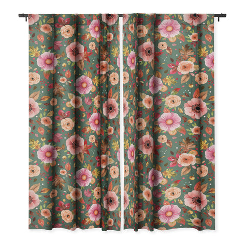 Ninola Design Autumn Bunches Green Myrtle Blackout Non Repeat