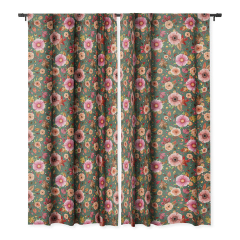 Ninola Design Autumn Bunches Green Myrtle Blackout Window Curtain