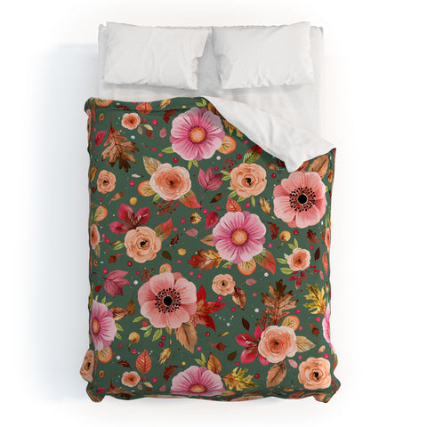 Ninola Design Autumn Bunches Green Myrtle Duvet Cover