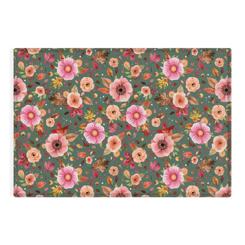 Ninola Design Autumn Bunches Green Myrtle Outdoor Rug