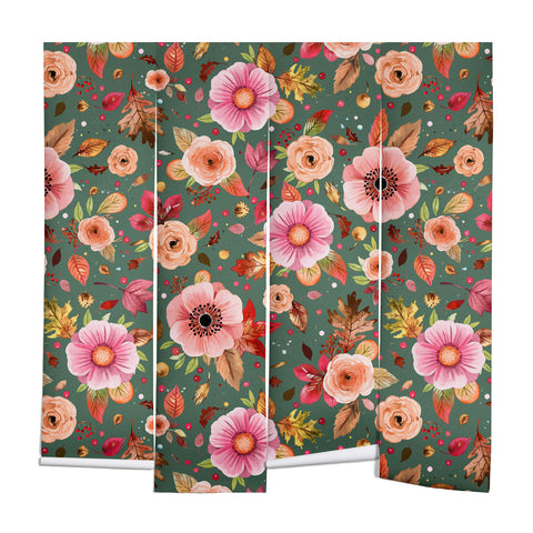 Ninola Design Autumn Bunches Green Myrtle Wall Mural