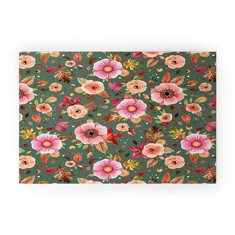 Ninola Design Autumn Bunches Green Myrtle Welcome Mat