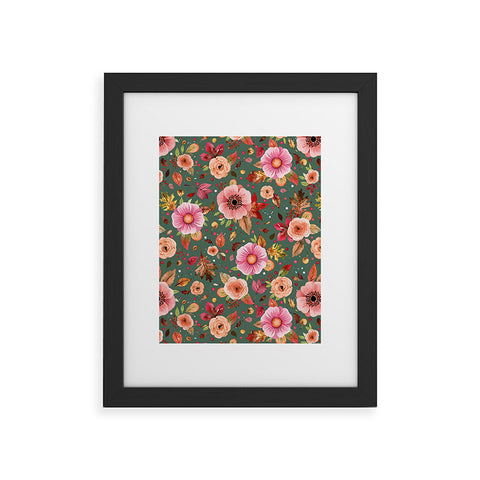 Ninola Design Autumn Bunches Green Myrtle Framed Art Print