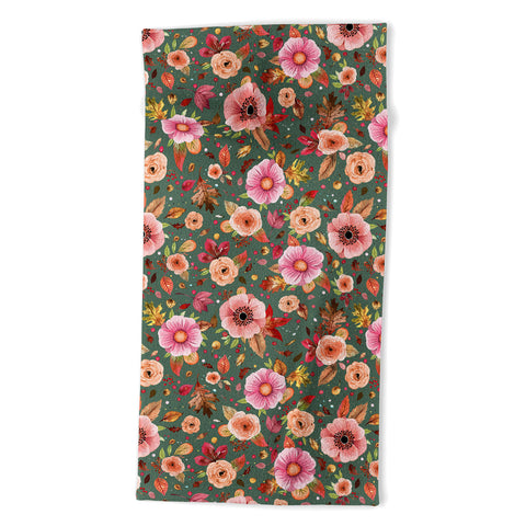 Ninola Design Autumn Bunches Green Myrtle Beach Towel