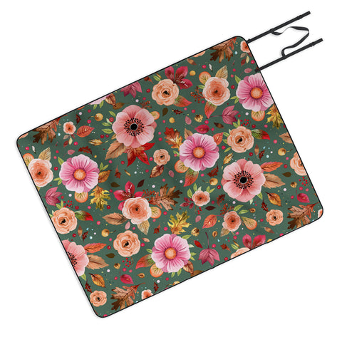 Ninola Design Autumn Bunches Green Myrtle Picnic Blanket