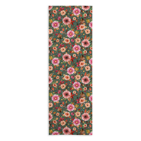 Ninola Design Autumn Bunches Green Myrtle Yoga Towel