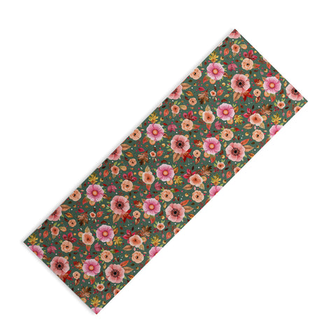 Ninola Design Autumn Bunches Green Myrtle Yoga Mat