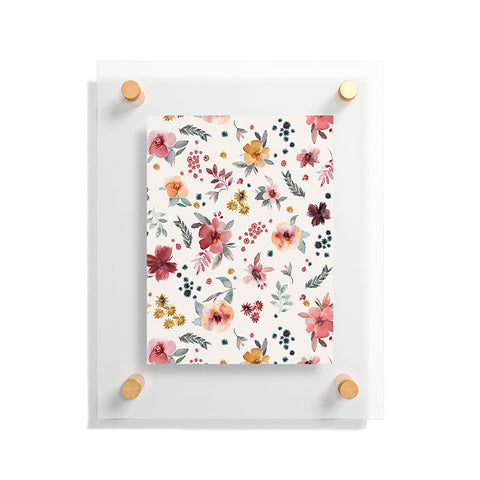 Ninola Design Autumn floral Red holiday Floating Acrylic Print