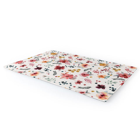 Ninola Design Autumn floral Red holiday Area Rug