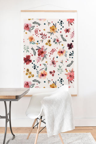 Ninola Design Autumn floral Red holiday Art Print And Hanger