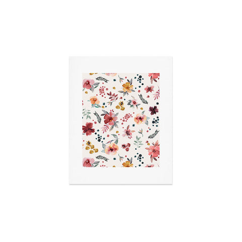 Ninola Design Autumn floral Red holiday Art Print