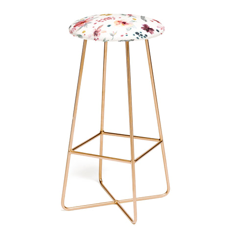 Ninola Design Autumn floral Red holiday Bar Stool