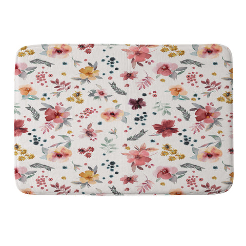 Ninola Design Autumn floral Red holiday Memory Foam Bath Mat