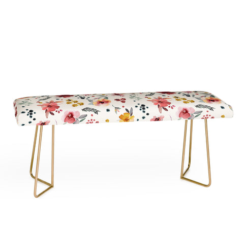 Ninola Design Autumn floral Red holiday Bench