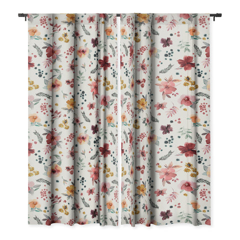 Ninola Design Autumn floral Red holiday Blackout Non Repeat