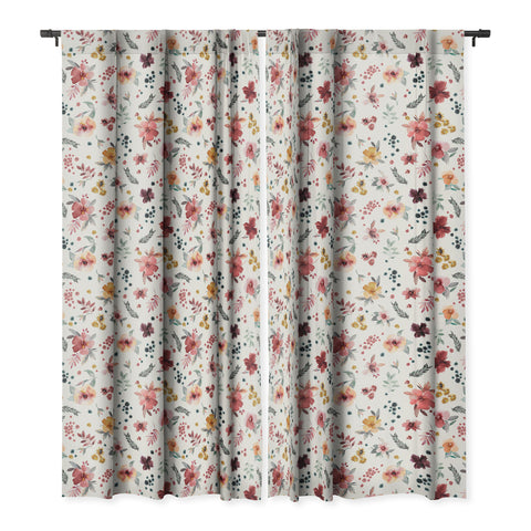Ninola Design Autumn floral Red holiday Blackout Window Curtain