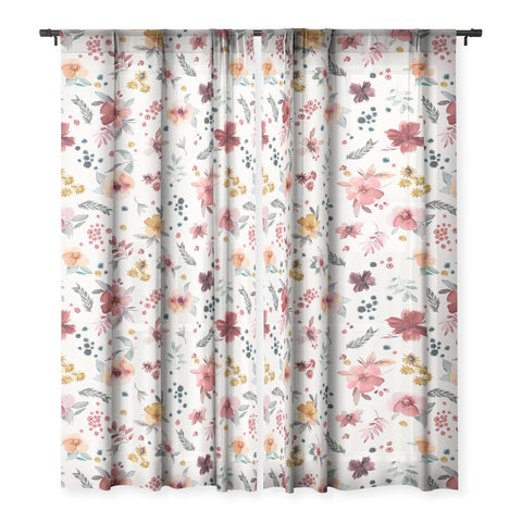 Ninola Design Autumn floral Red holiday Sheer Non Repeat