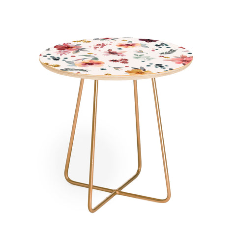 Ninola Design Autumn floral Red holiday Round Side Table