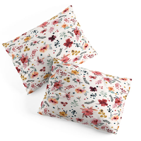 Ninola Design Autumn floral Red holiday Pillow Shams