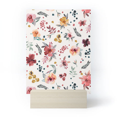 Ninola Design Autumn floral Red holiday Mini Art Print