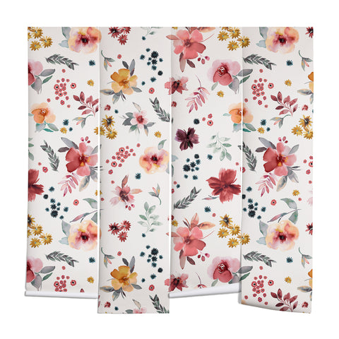 Ninola Design Autumn floral Red holiday Wall Mural