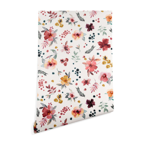 Ninola Design Autumn floral Red holiday Wallpaper