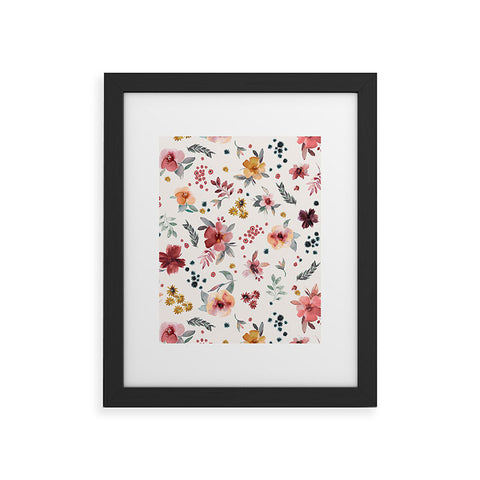Ninola Design Autumn floral Red holiday Framed Art Print