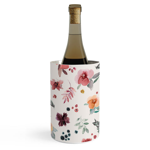 Ninola Design Autumn floral Red holiday Wine Chiller