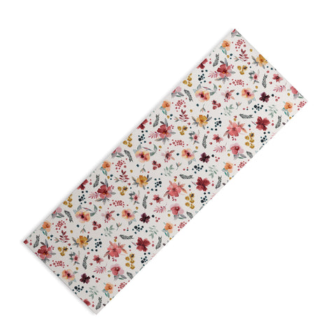 Ninola Design Autumn floral Red holiday Yoga Mat
